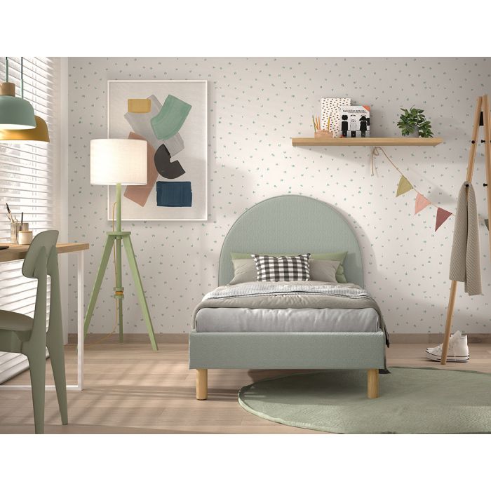 MOON BED 90 X 200 CM GREEN BOUCLE