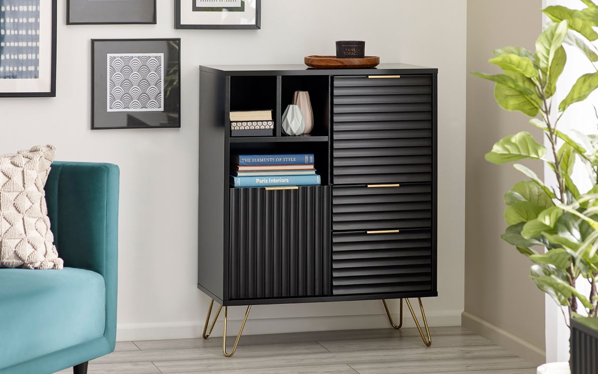 Murano 2 Door 2 Drawer Sideboard - Matte Black | Sleek Storage Solution