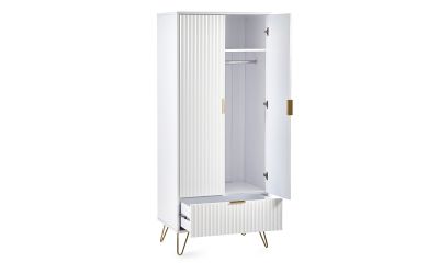 Murano 2 Door 1 Drawer Wardrobe - Matte White | Elegant Storage Solution