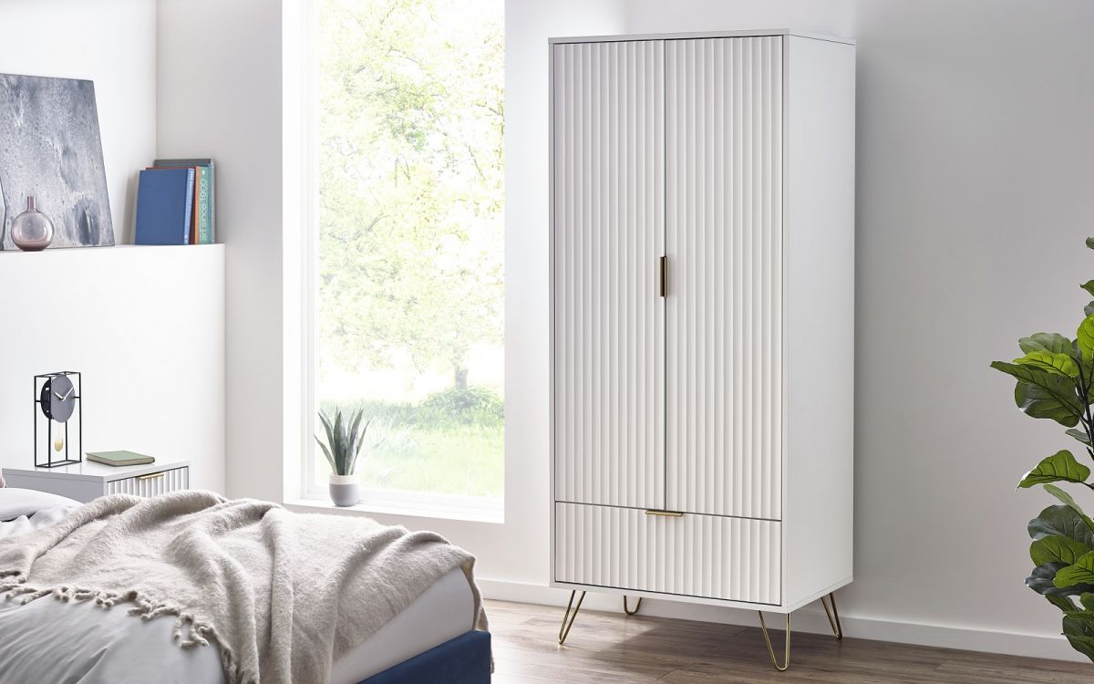 Murano 2 Door 1 Drawer Wardrobe - Matte White | Elegant Storage Solution