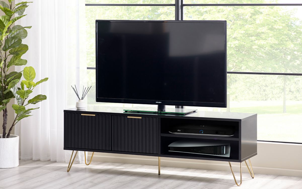 Murano TV Unit - Matte Black | Modern Media Storage with Chic Design