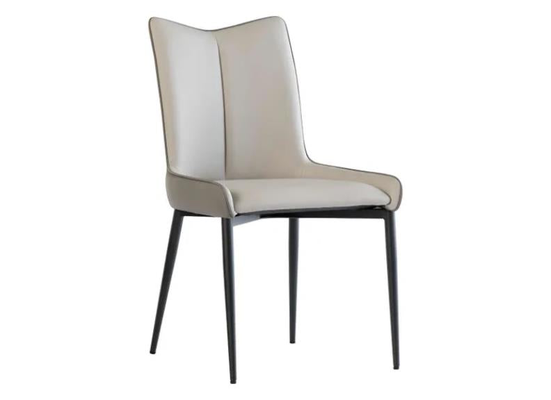 Nardo Grey/Light Grey Faux Leather Chair – Elegant Curved Design with Black Powder-Coated Legs