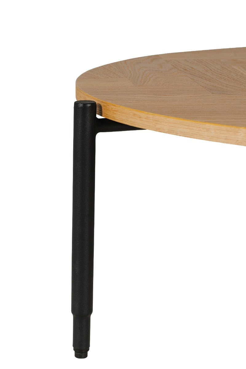 Nate Coffee Table in Brown or Natural Oak – Stylish Parquet-Style Design with Industrial Accents – Free Nationwide Delivery