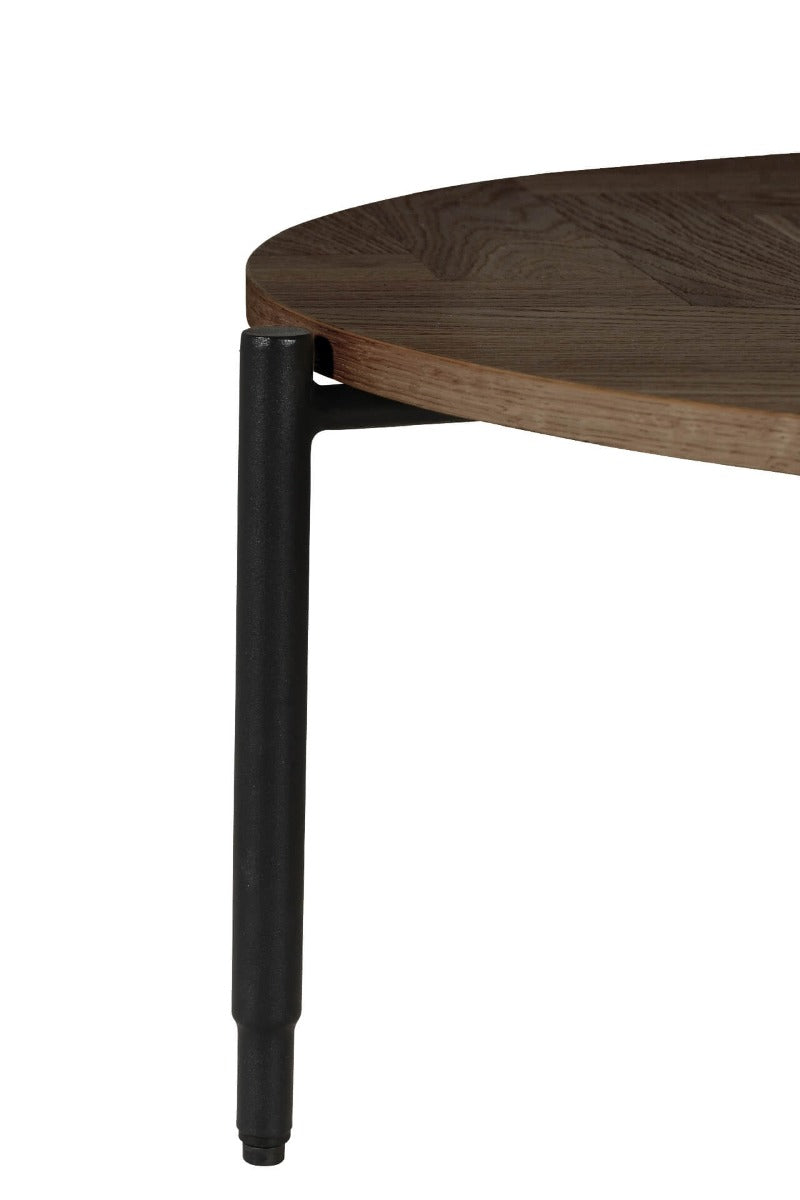Nate Coffee Table in Brown or Natural Oak – Stylish Parquet-Style Design with Industrial Accents – Free Nationwide Delivery