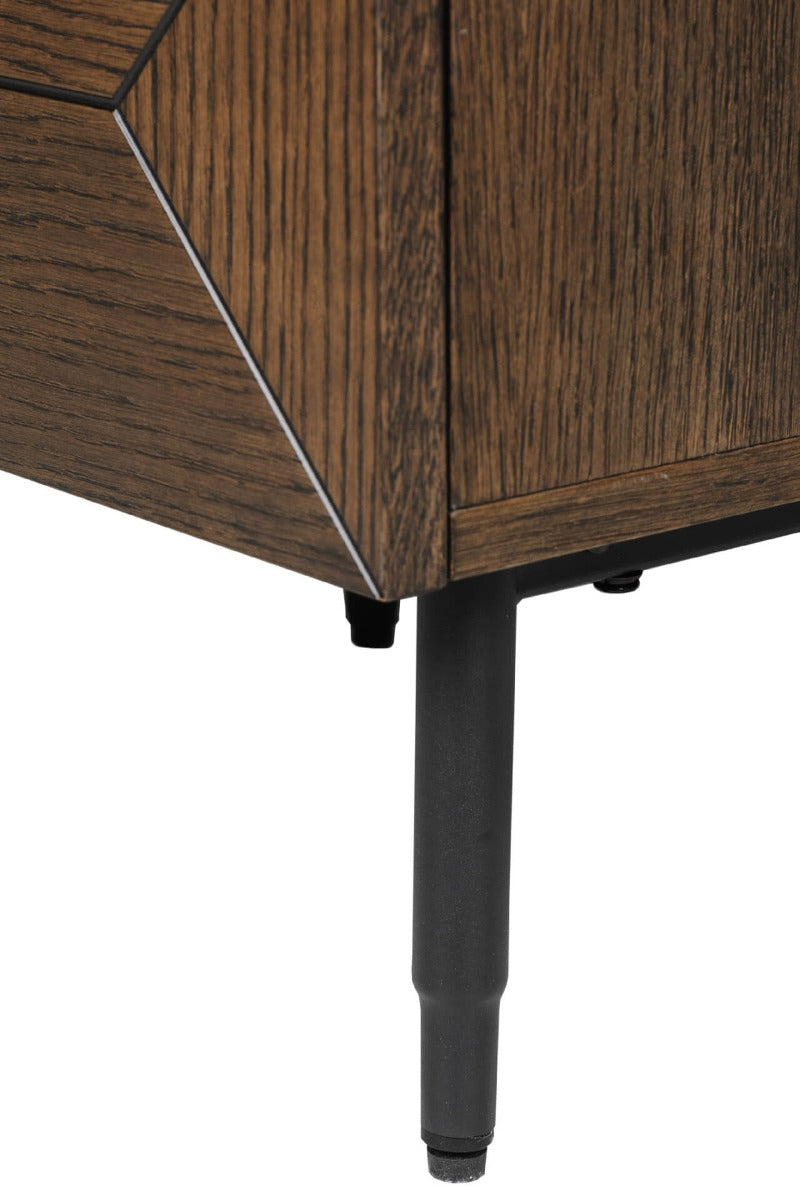 Nate Bedside Table in Brown or Natural Oak – Modern Style with Geometric Detailing – Free Nationwide Delivery