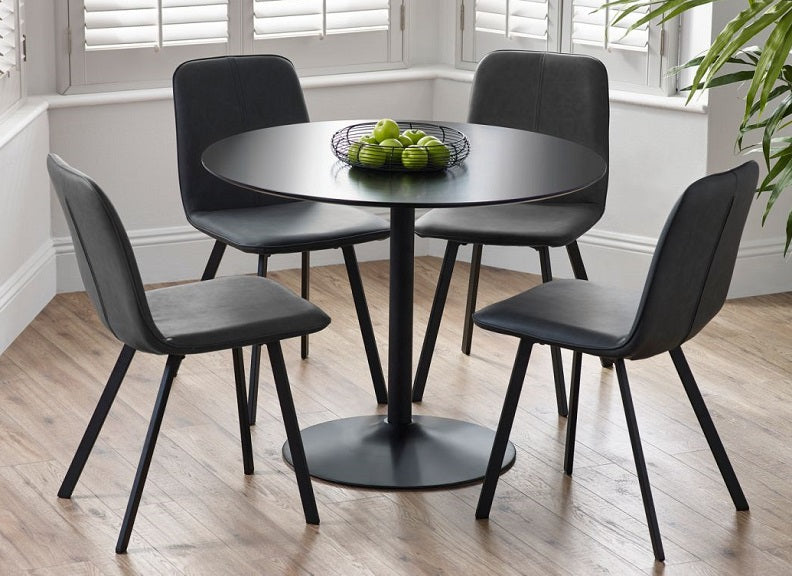 Nero Round Table W/Goya Black Dining Chairs