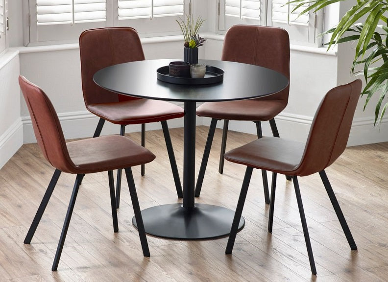 Nero 100 cm Round Dining Table W/Goya Dining Chairs