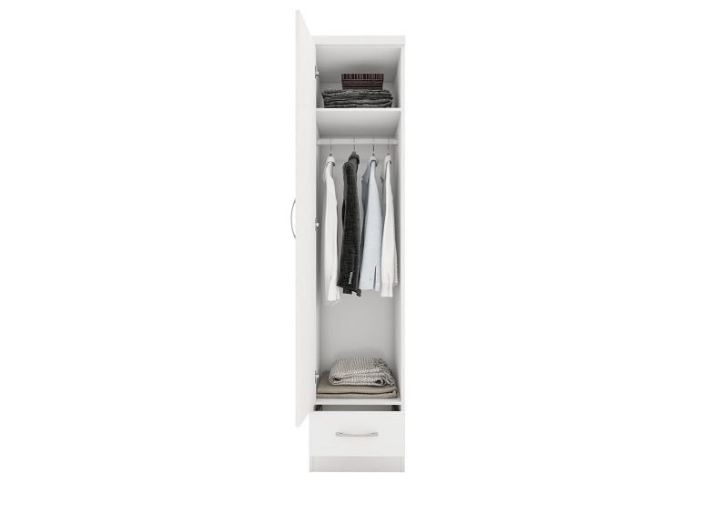 Nevada White Single Wardrobe - inside