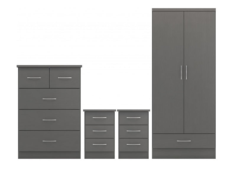 Nevada Full Grey Two Door Wardrobe Bedroom Set