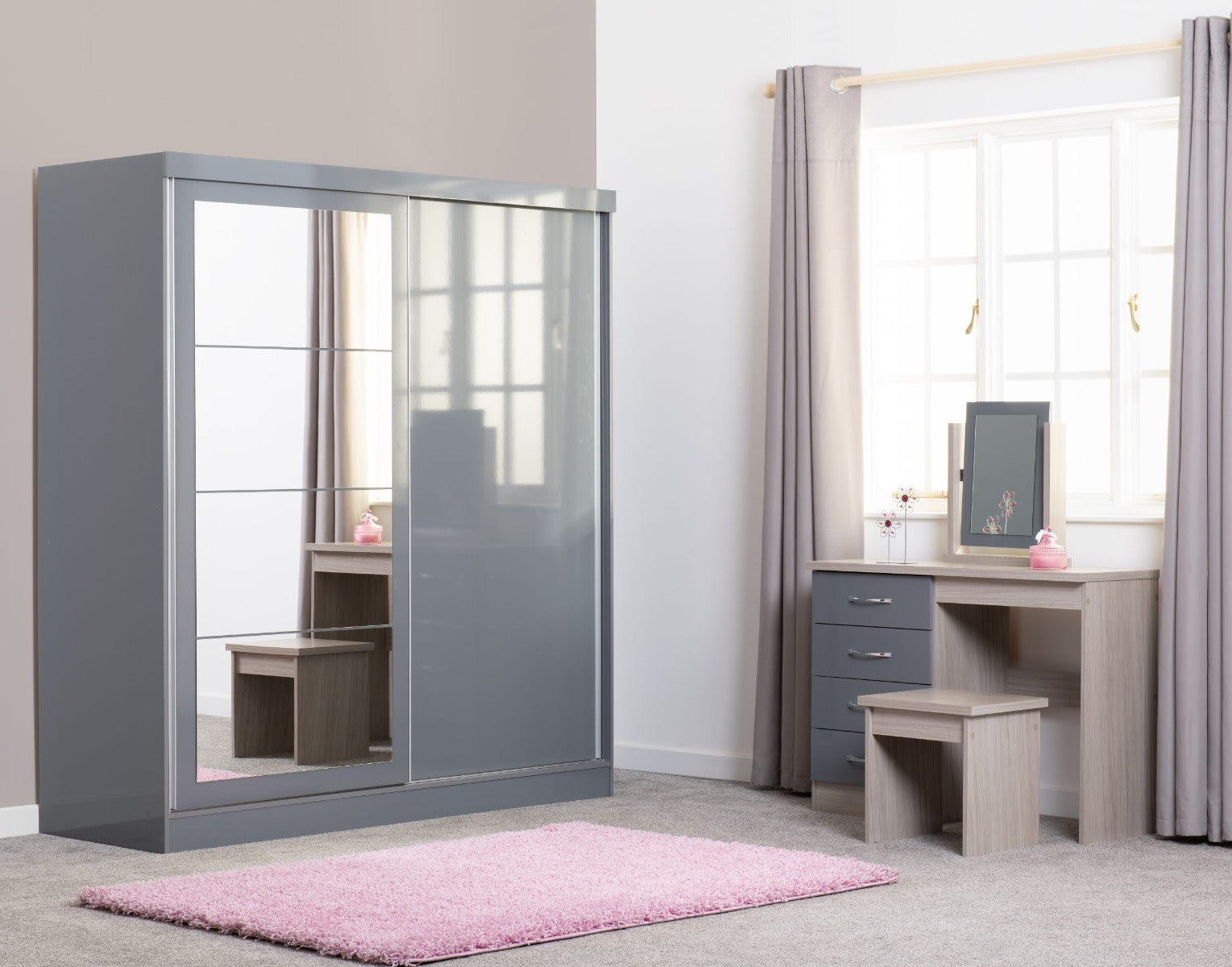 Nevada Grey Two Door Sliding Wardrobe
