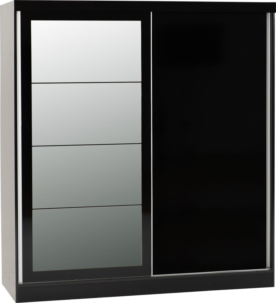 Nevada Black Gloss Sliding Wardrobe with Two Doors