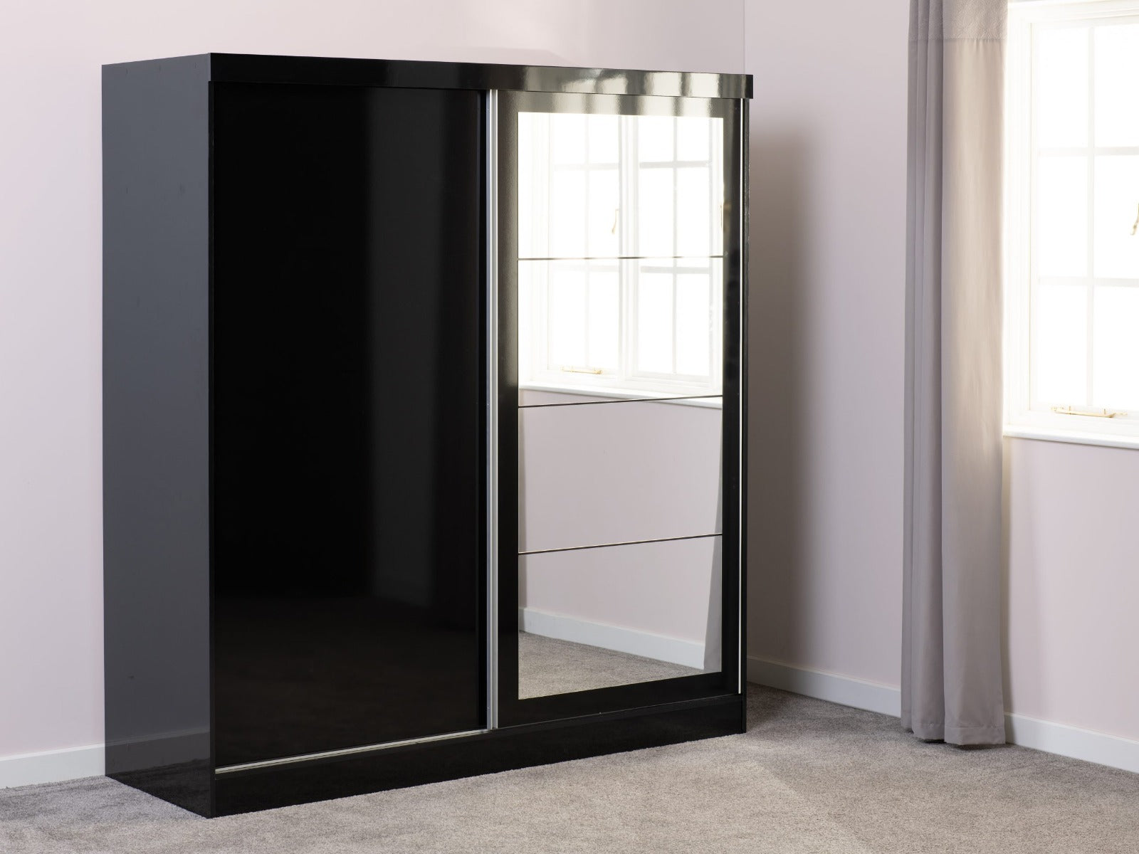 Nevada Black Gloss Sliding Wardrobe with Two Doors