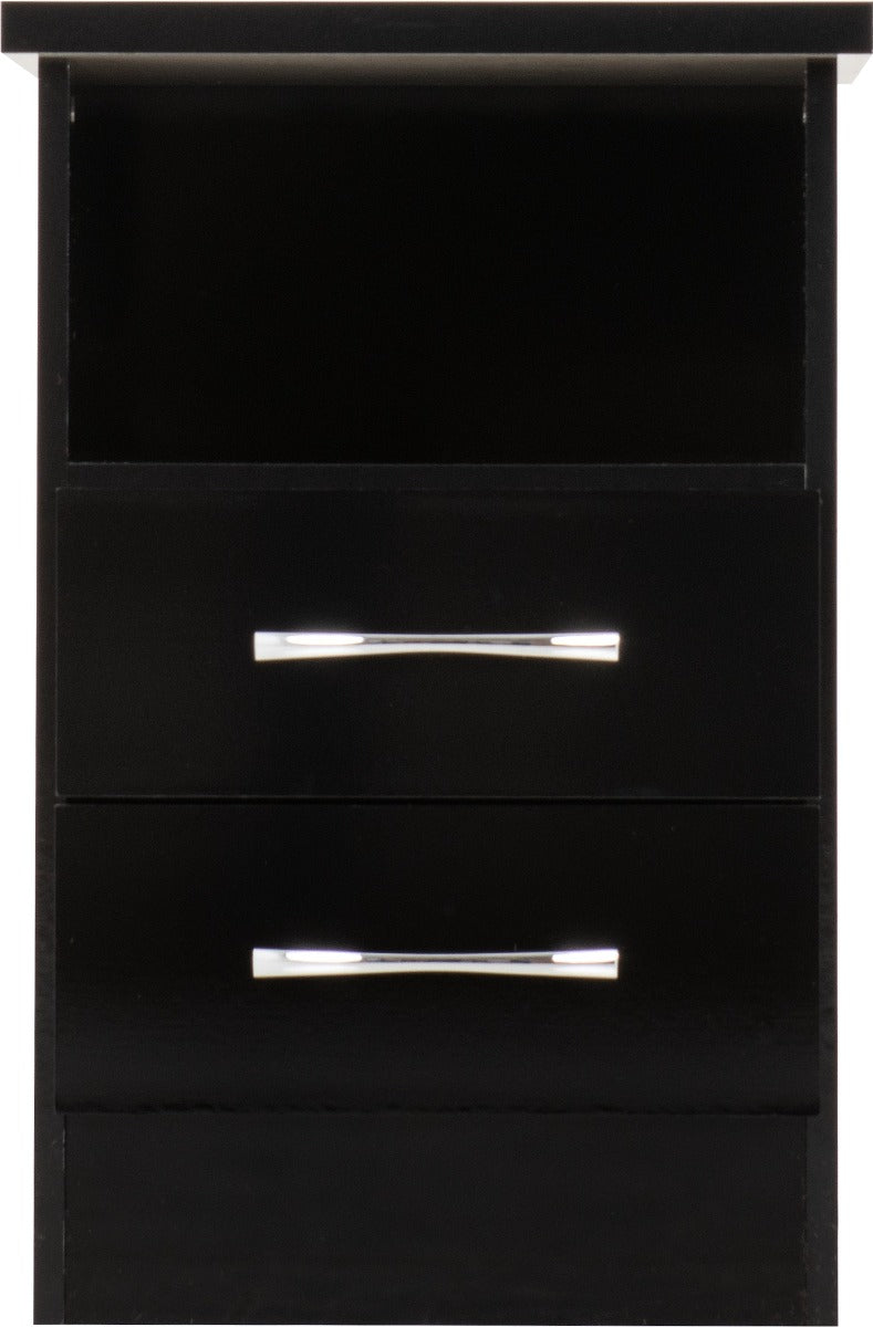 Nevada Black Gloss 2 Drawer Bedside