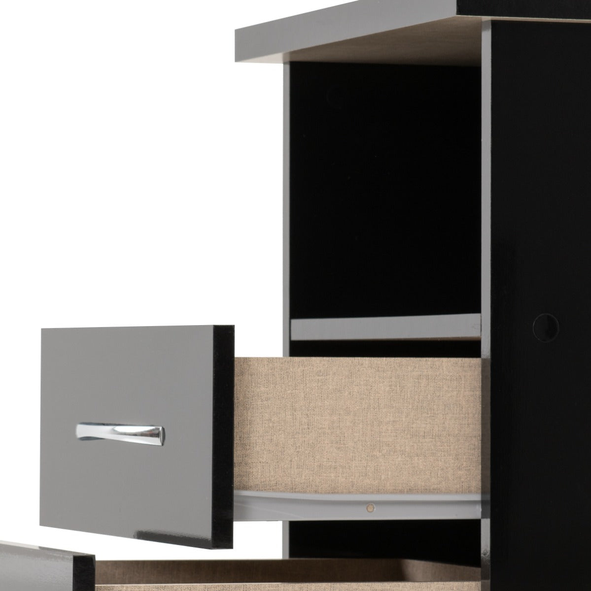 Nevada Black Gloss 2 Drawer Bedside