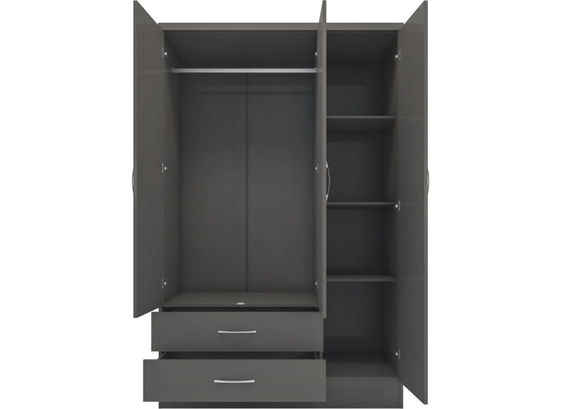 Nevada Full Grey Mirrored Wardrobe Bedroom Set (Pre-order only)