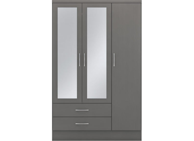 Nevada Full Grey Mirrored Wardrobe Bedroom Set (Pre-order only)