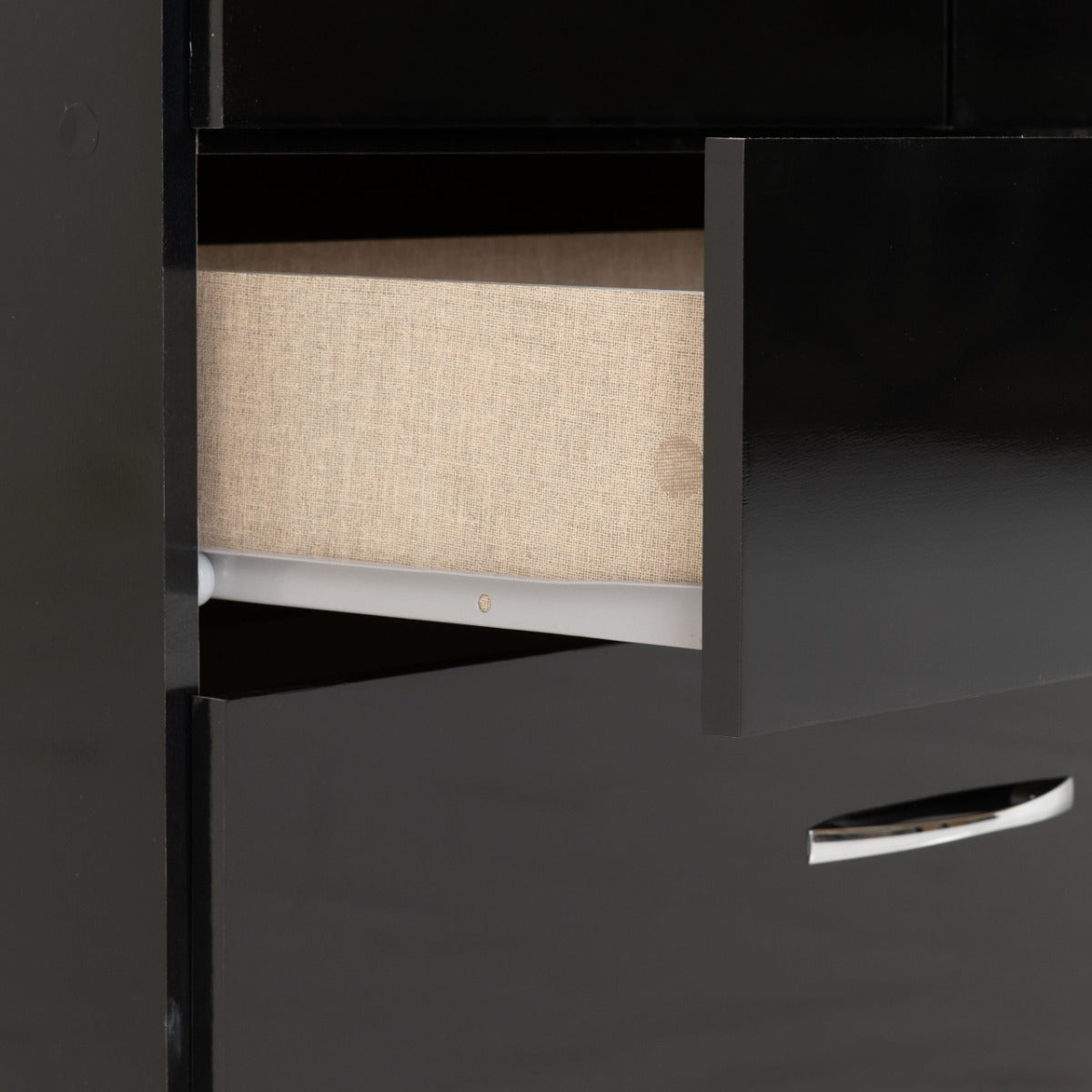 Nevada Black Gloss Mirrored Wardrobe with 3 Doors and 2 Drawers