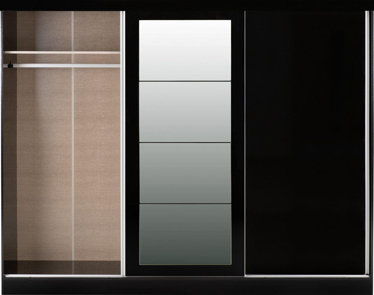 Nevada Black Gloss Three Door Sliding Wardrobe