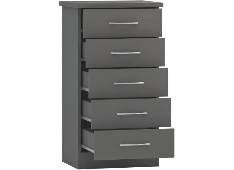 Nevada Full Grey Five Drawer Chest