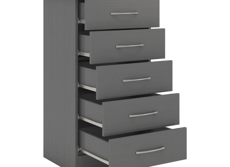 Nevada Full Grey Five Drawer Chest