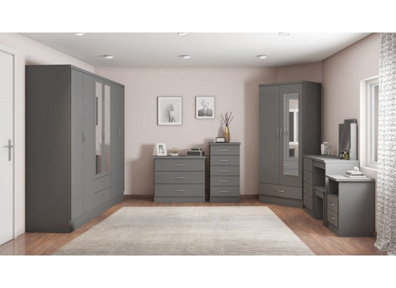 Nevada Full Grey Two Door Mirrored Robe