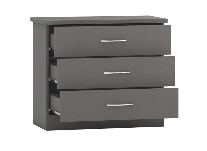 Nevada Full Grey Three Drawer Chest