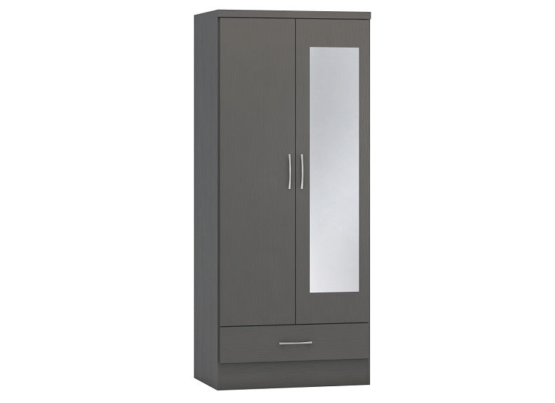 Nevada Full Grey Two Door Mirrored Robe