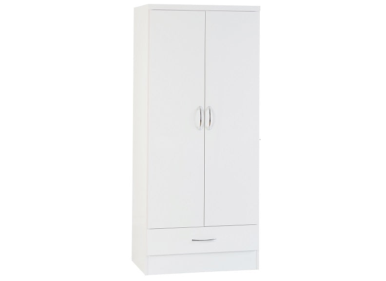 Nevada White 2 Dr 1 Drw Wardrobe