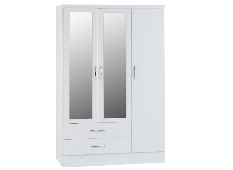 Nevada White 3 Dr 2 Drw Mirrored Robe