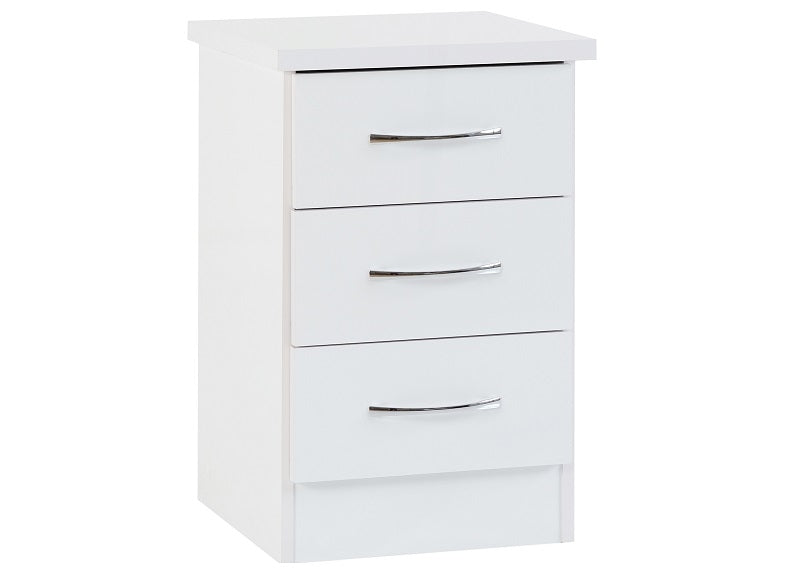 Nevada White 3 Drw Bedside