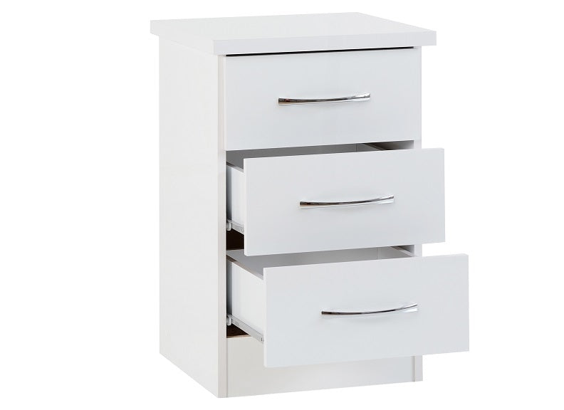 Nevada White 3 Drw Bedside - 1