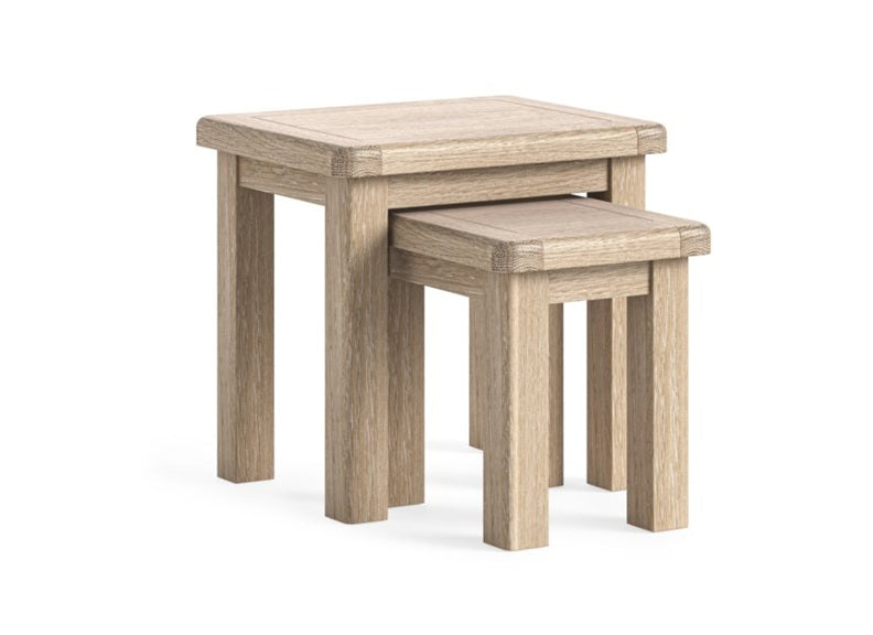 Normandy Nest Of Tables | Solid Oak With Whitewashed Finish