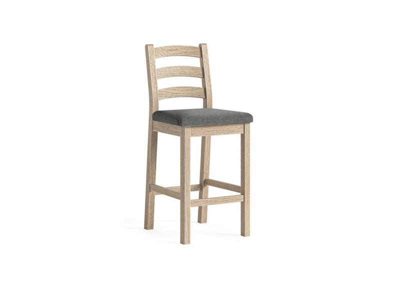 Normandy Whitewash Bar Set | Solid Oak Whitewashed Bar Set With Stool Seat Colour Option