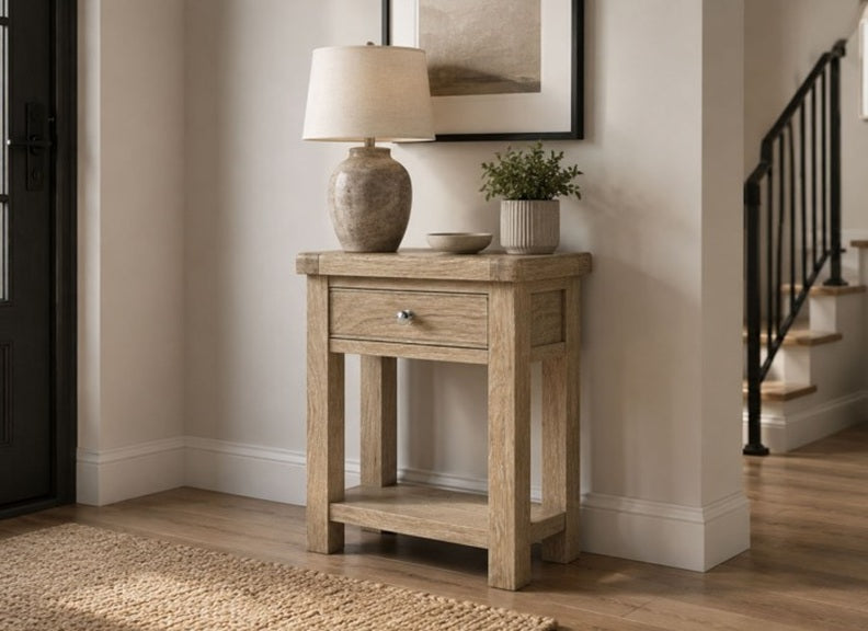 Normandy Telephone Table | Whitewashed Oak Occasional Table