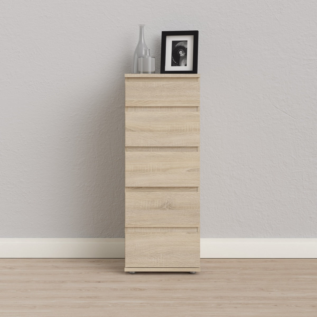 Nova 5 Drawer Narrow Chest - Oak