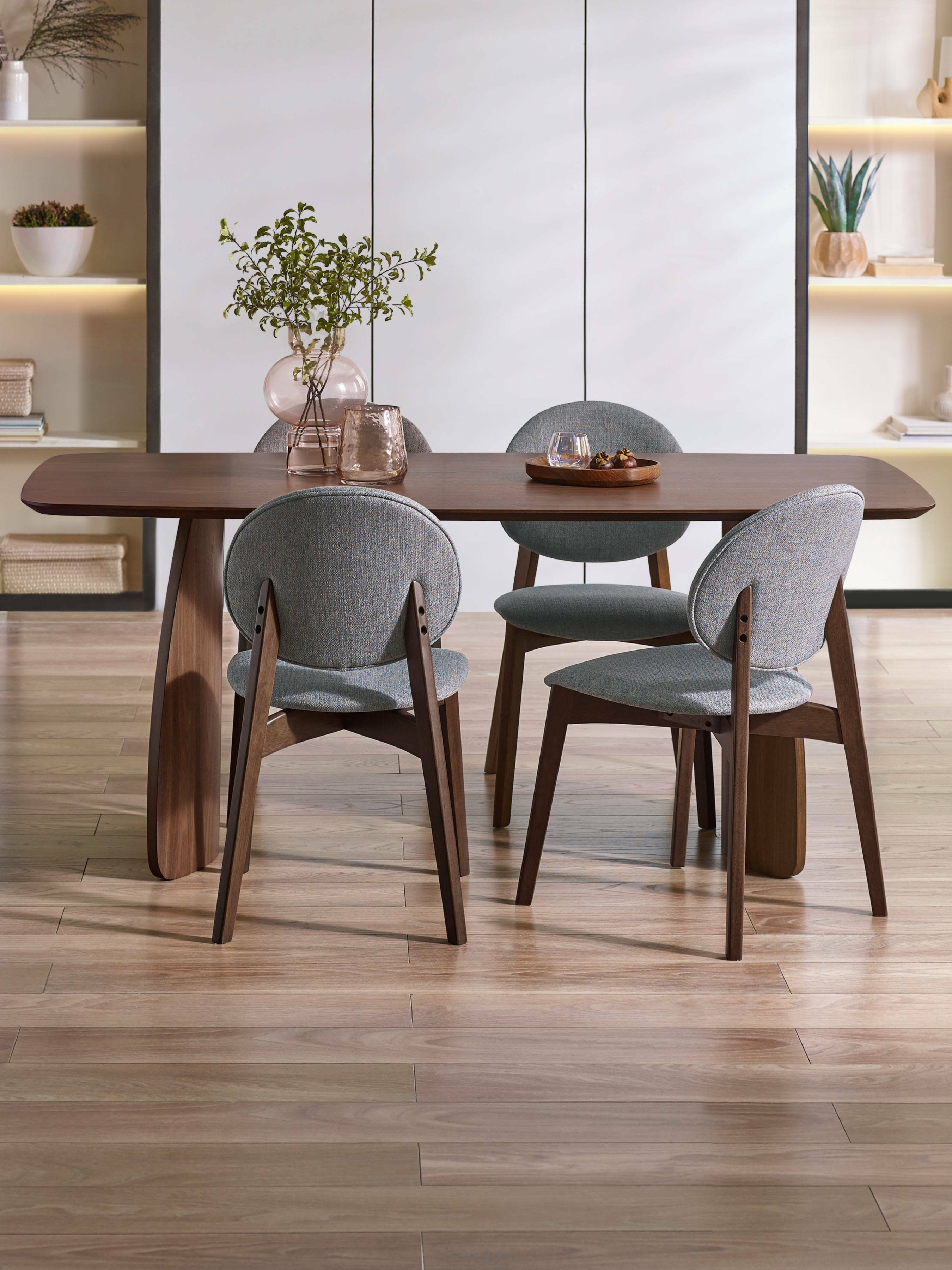 Set of 2 Artemis Walnut and Grey Dining Chairs