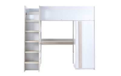 Ocean Highsleeper - Pale Wood & White | Space-Saving Bed with Desk & Storage