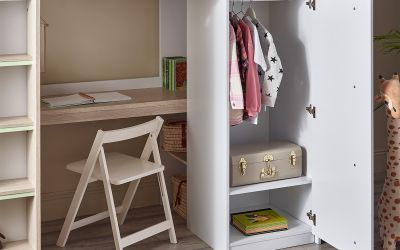 Ocean Highsleeper - Pale Wood & White | Space-Saving Bed with Desk & Storage