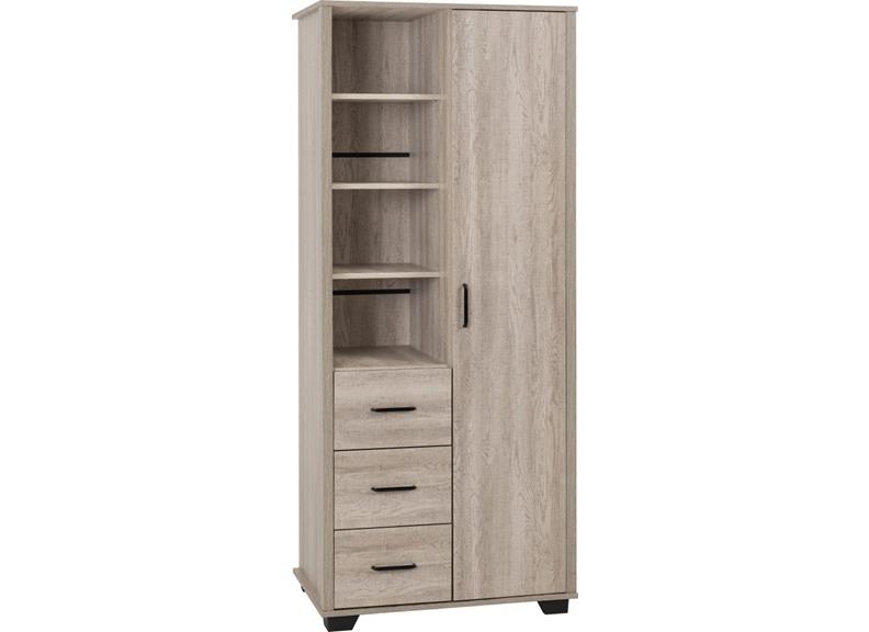 Oliver 1 Door Open-Shelf Wardrobe Light Oak Effect