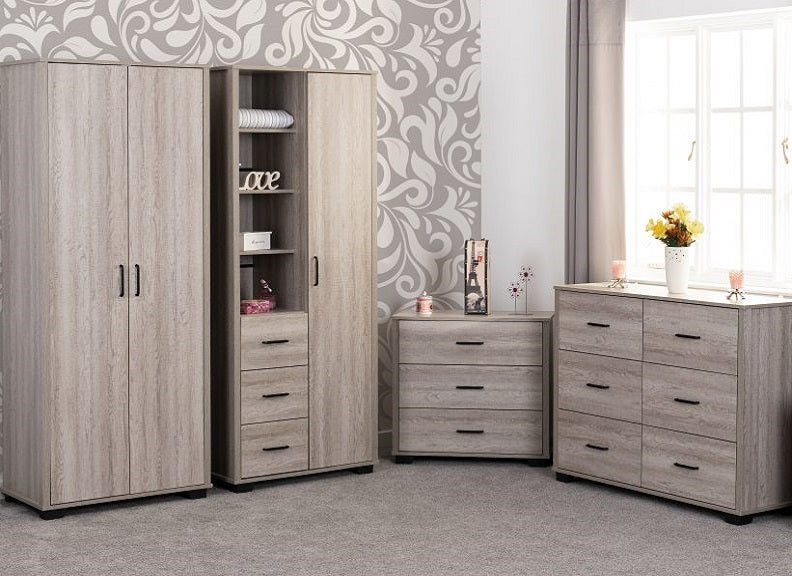 Oliver 1 Door Open-Shelf Wardrobe Light Oak Effect