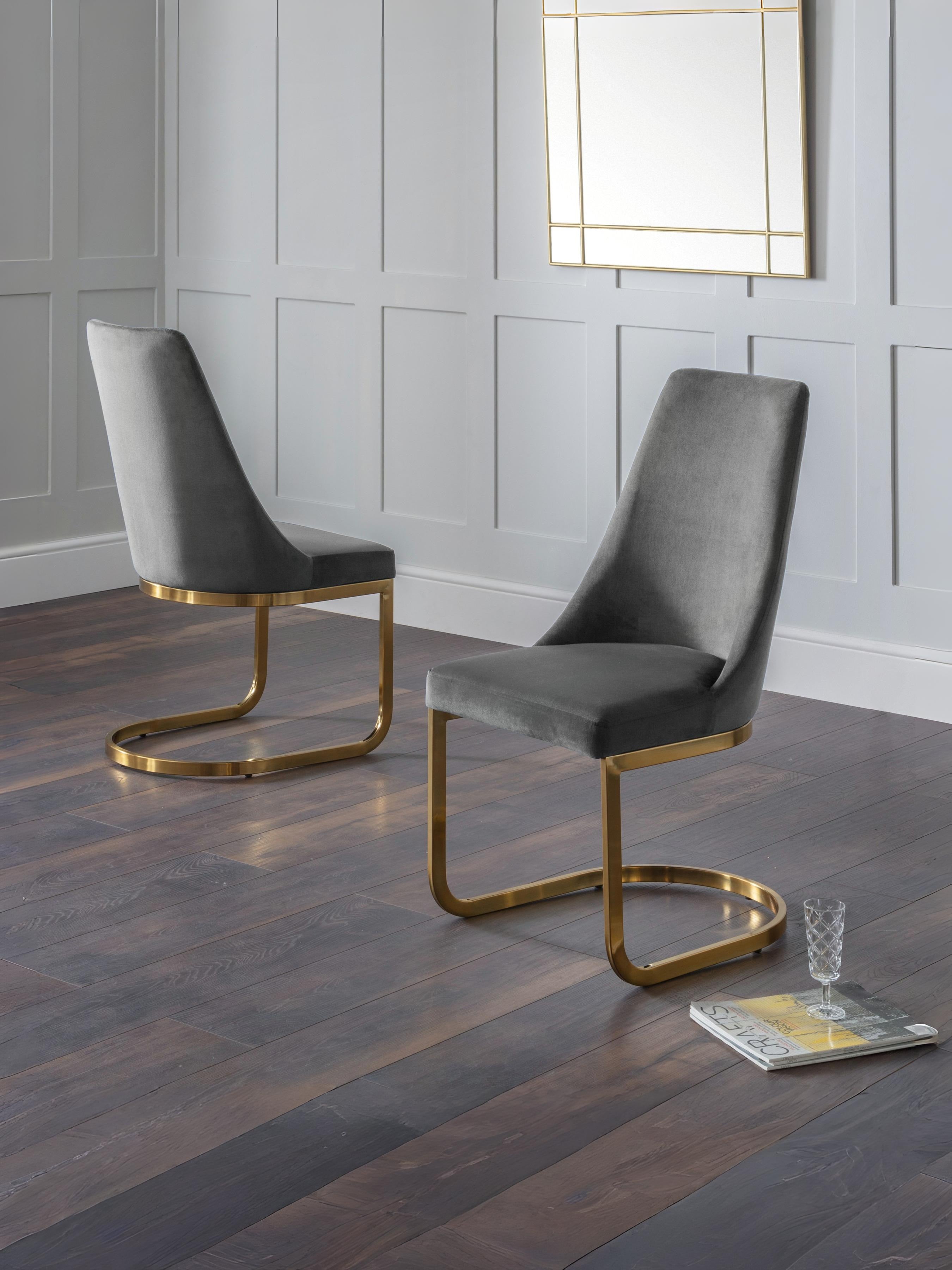 Set Of 2 Vittoria Cantilever Dining Chairs - Grey