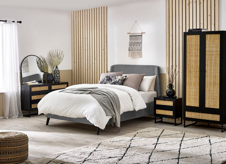 Padstow Black Two Drawer Bedside