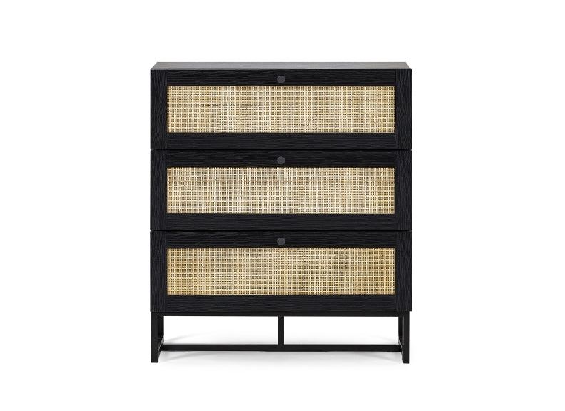 Padstow Black Three Drawer Chest