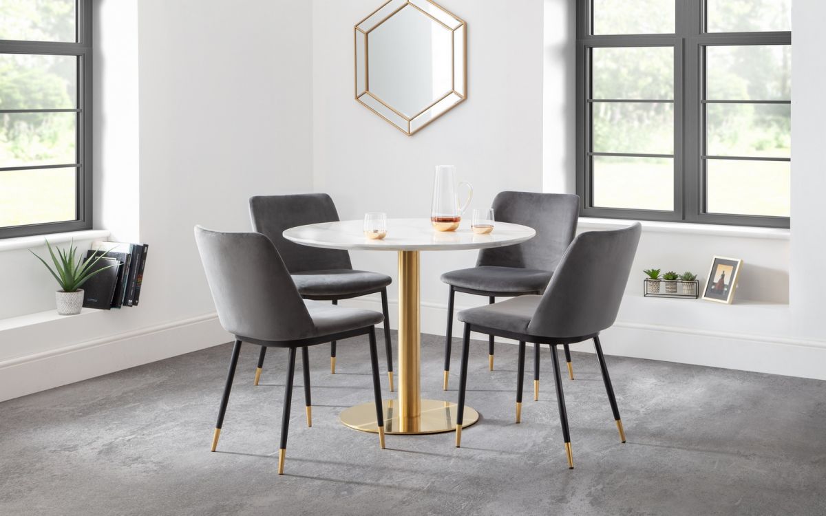 Palermo Round Pedestal Dining Table | Elegant Marble Effect Design