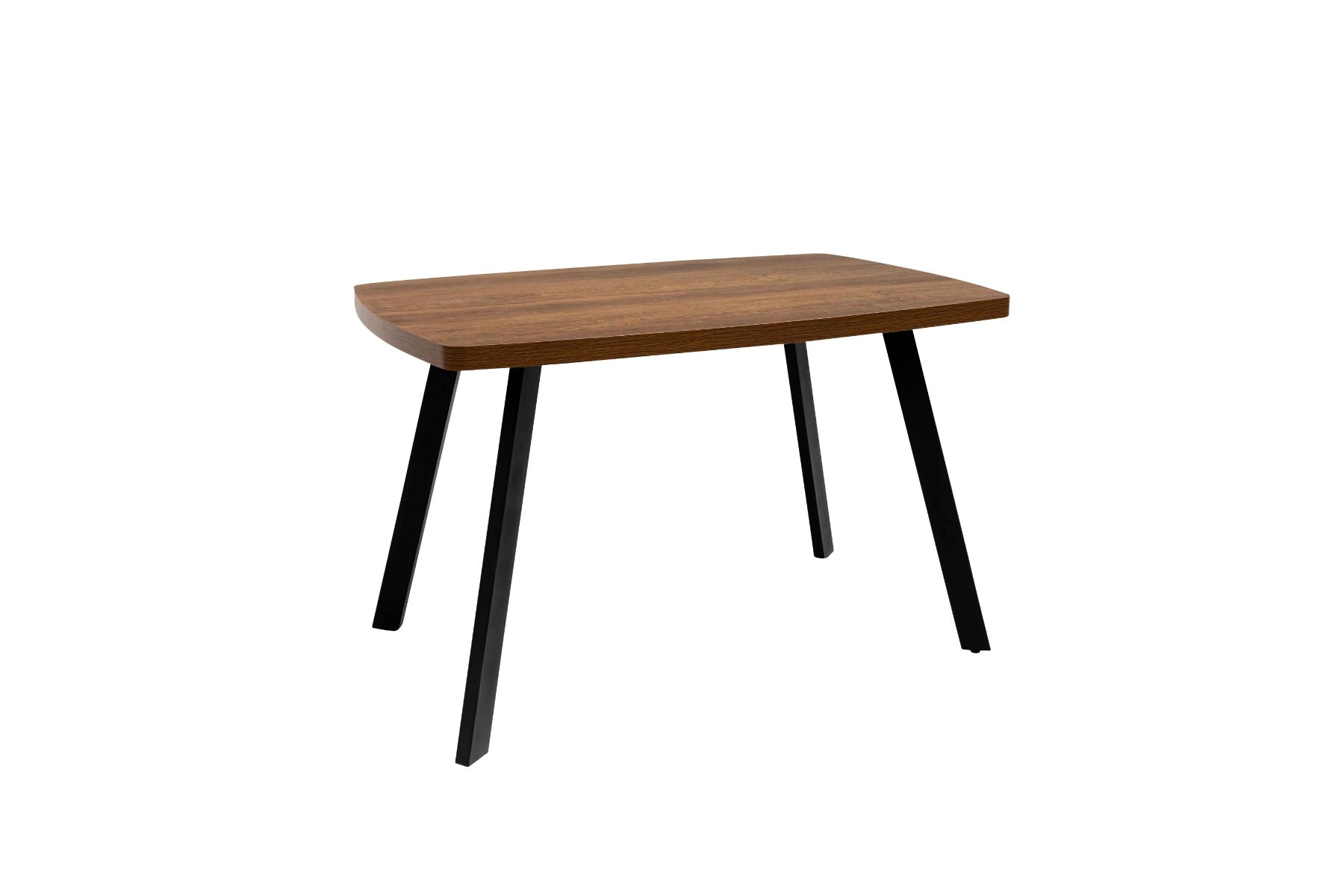 Panama Dark Oak Fixed Dining Tables – Contemporary Design with Curved Edges and Black Steel Legs