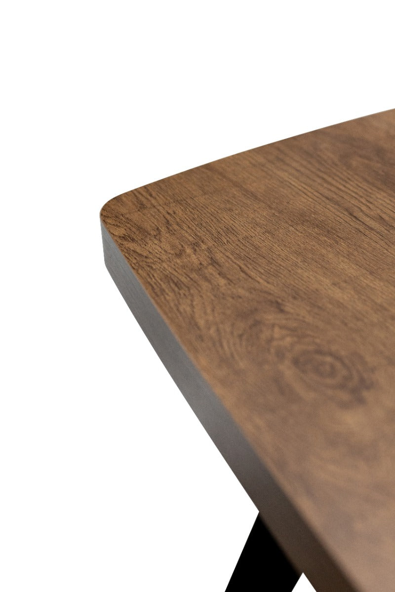 Panama Dark Oak Fixed Dining Tables – Contemporary Design with Curved Edges and Black Steel Legs