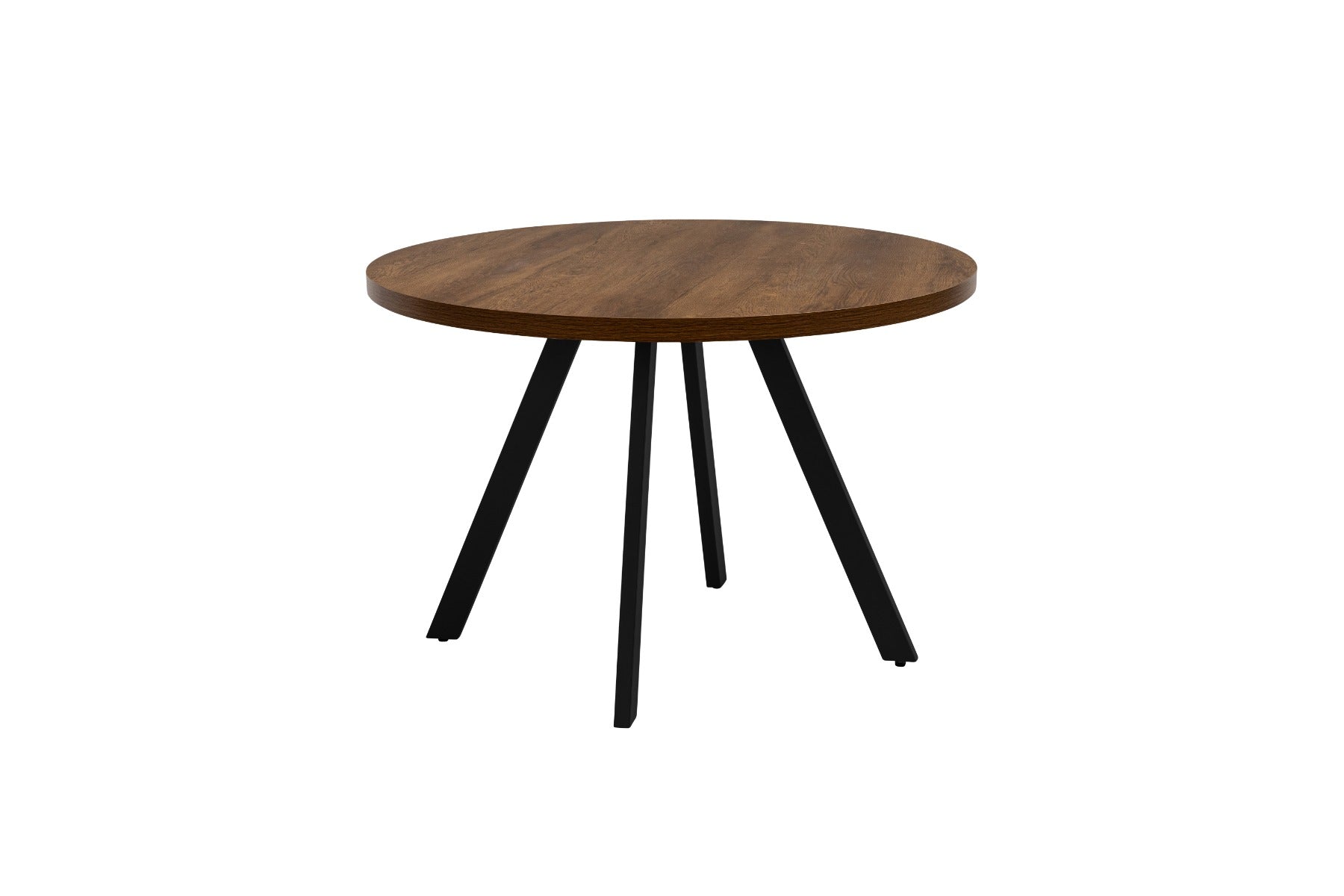 Panama Dark Oak 1.2m Round Dining Table – Contemporary Design with Black Powder-Coated Legs