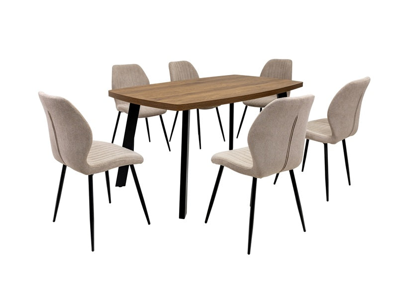 PANAMA Dark Oak Rectangular Fixed Dining Tables & Conway Chairs – Modern Design With Metal Legs