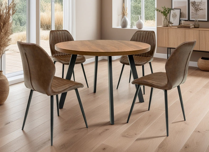 Panama 1.1 m Round Table With Fontana Faux Leather Chairs