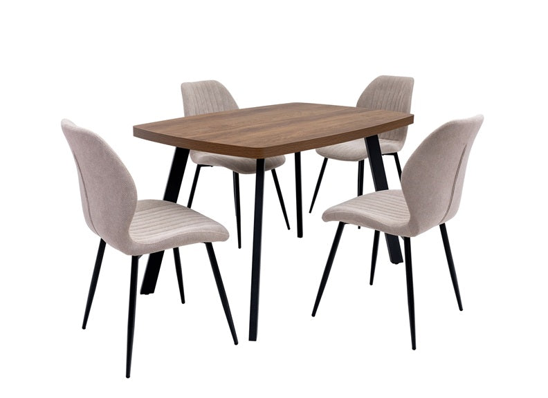 PANAMA Dark Oak Rectangular Fixed Dining Tables & Conway Chairs – Modern Design With Metal Legs
